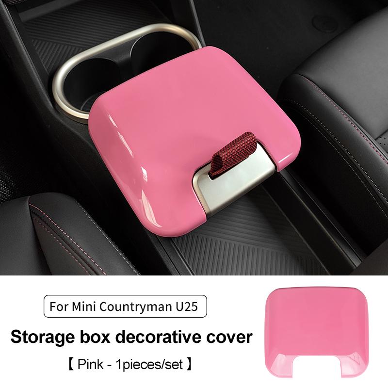 

Central Control Storage Box Decorative Cover For Mini JCW Countryman U25 2024 2025 ABS Car Interior Protective Cover Accessories рожевий
