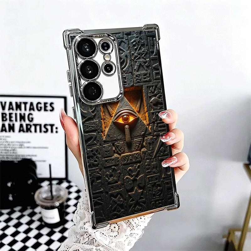 

Egypt Eye of Horus Anubis Plating Phone Case For Samsung Galaxy S24 S25 FE S26 Edge S23 Ultra S22 S21 Plus S20 Anti-Fall Airabag Samsung S21 FE