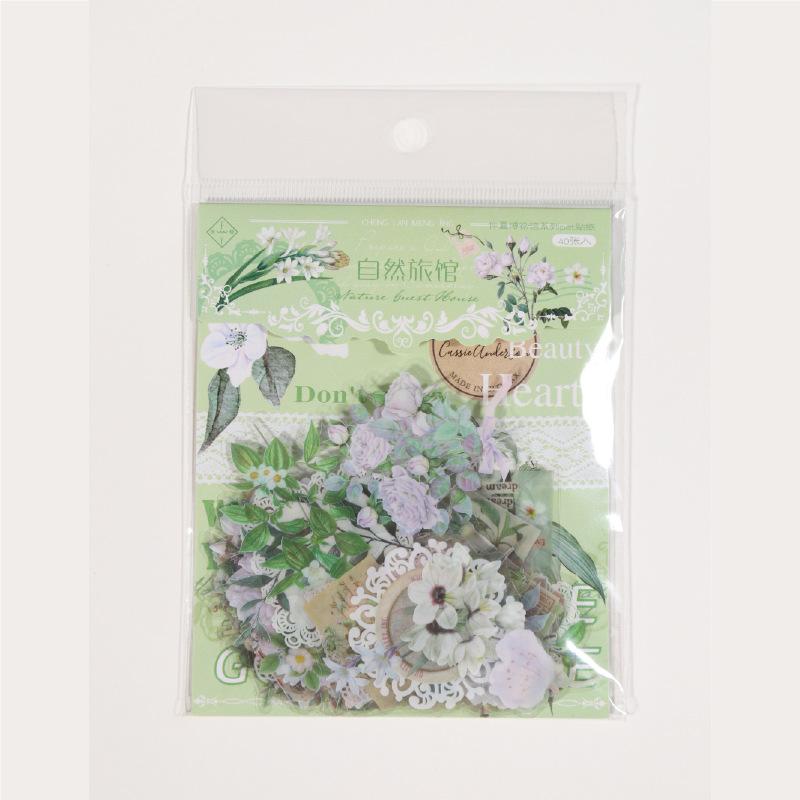

40-Sheet Colorful Floral & Plant Stickers, Vibrant Flower & Foliage Patterns, for Journal Decoration & Scrapbooking