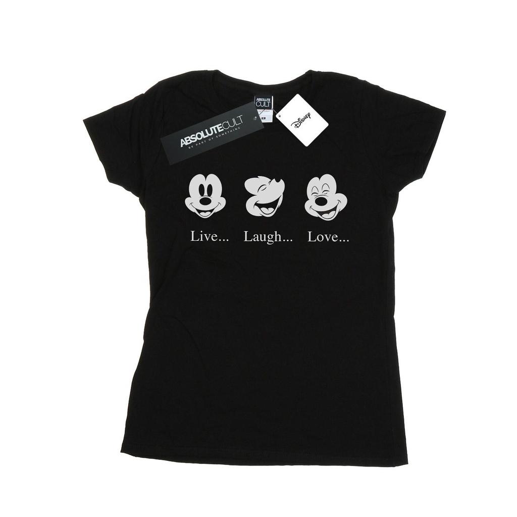 Disney Womens/Ladies Mickey Mouse Live Love Laugh Cotton T-Shirt