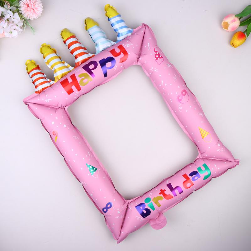 1/3/5Pcs Portable Birthday Photo Frame Foil Balloon for Birthday Party Favor Gift Home Gathering Photo Prop Decor