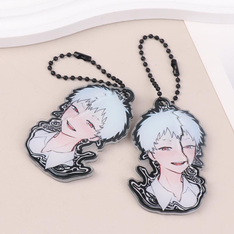 1/2Pcs The Summer Hikaru Died Tsuji Nakayoshi Keychain Anime Acrylic Pull-Out Tear Keyring Creative Key Holder Phone Pendant