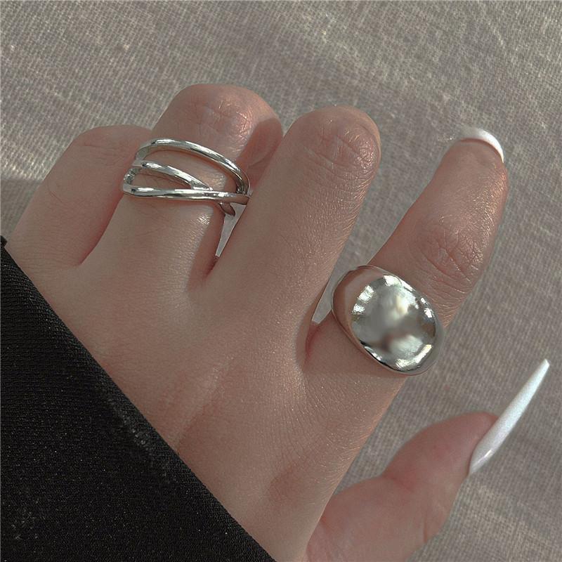 3Pcs/Set Gold Color Smooth Geometric Open Rings Set For Women Exaggerated Metal Irregular Thick Chunky Ring Jewelry Gift