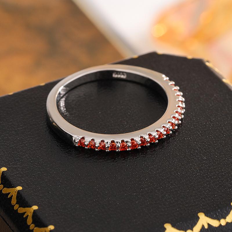 7-Color Cubic Zirconia Stackable Ring | Sleek Single Row Design | 925   Plated | Fashion Jewelry for Women