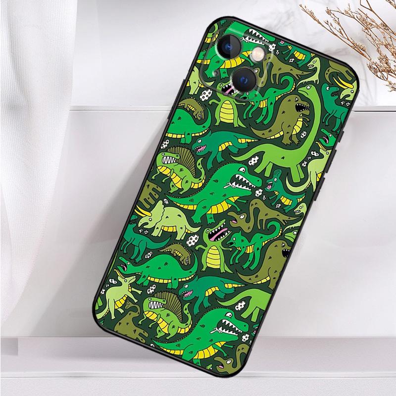 Dinosaur Pattern Shockproof Case For iPhone 17 16 Pro Max 11 14 15 Plus 12 13 Mini 16e 17 Air Phone Cover