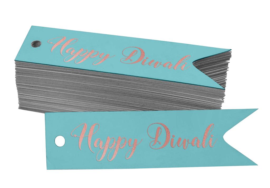 Inkdotpot Pack Of 100 Happy Diwali Favor Paper Tags Craft Real Gold Foil Hang