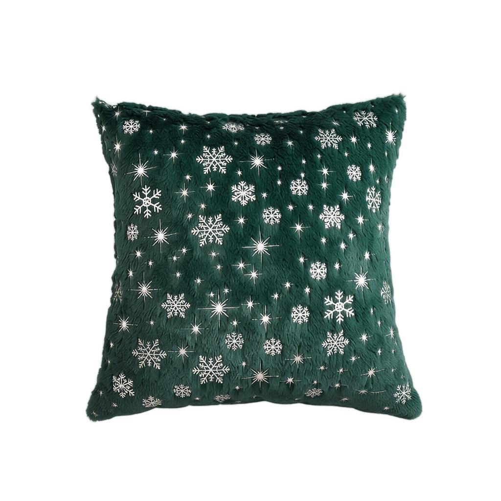 Christmas Throw Cover, Plush 45*45 cm, Gold Foil Snowflake Design, Holiday Decorative Square Cushion Cover for Sofa and Couch, Insert Not Included