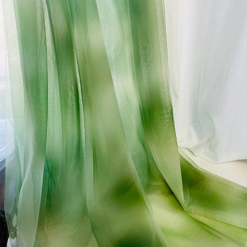 Green Chinese Gauze Cloth Background Decoration Gradient Texture Ink Ancient Style Pavilion Gauze Curtain Mesh Fabric Veil