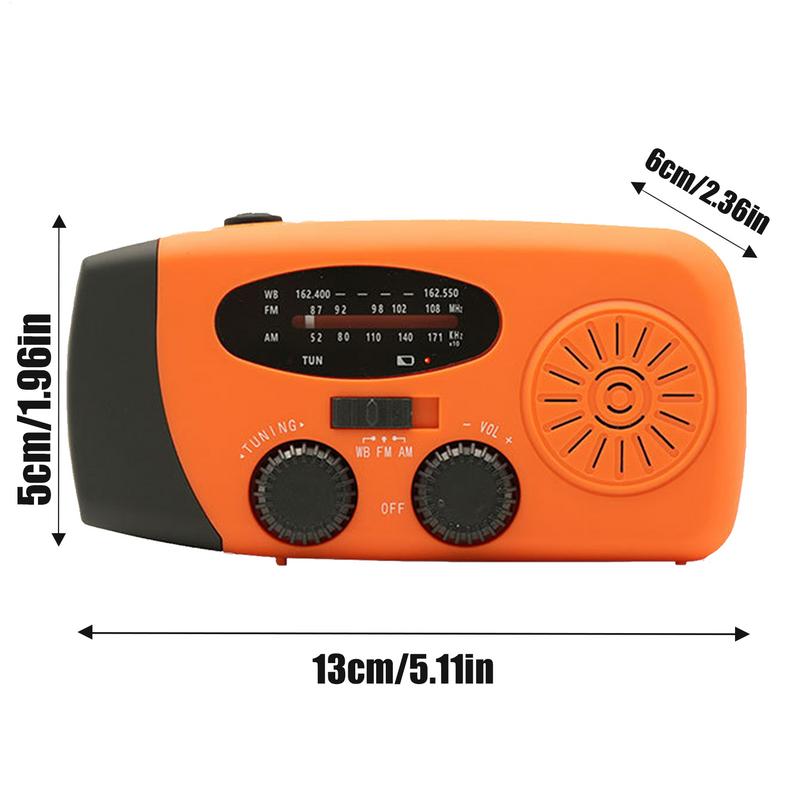 Weather Radio 3 Charging Methods Radio Flashlight AM/FM Radio Portable USB Solar Hand Crank Charging for Indoor Outdoor