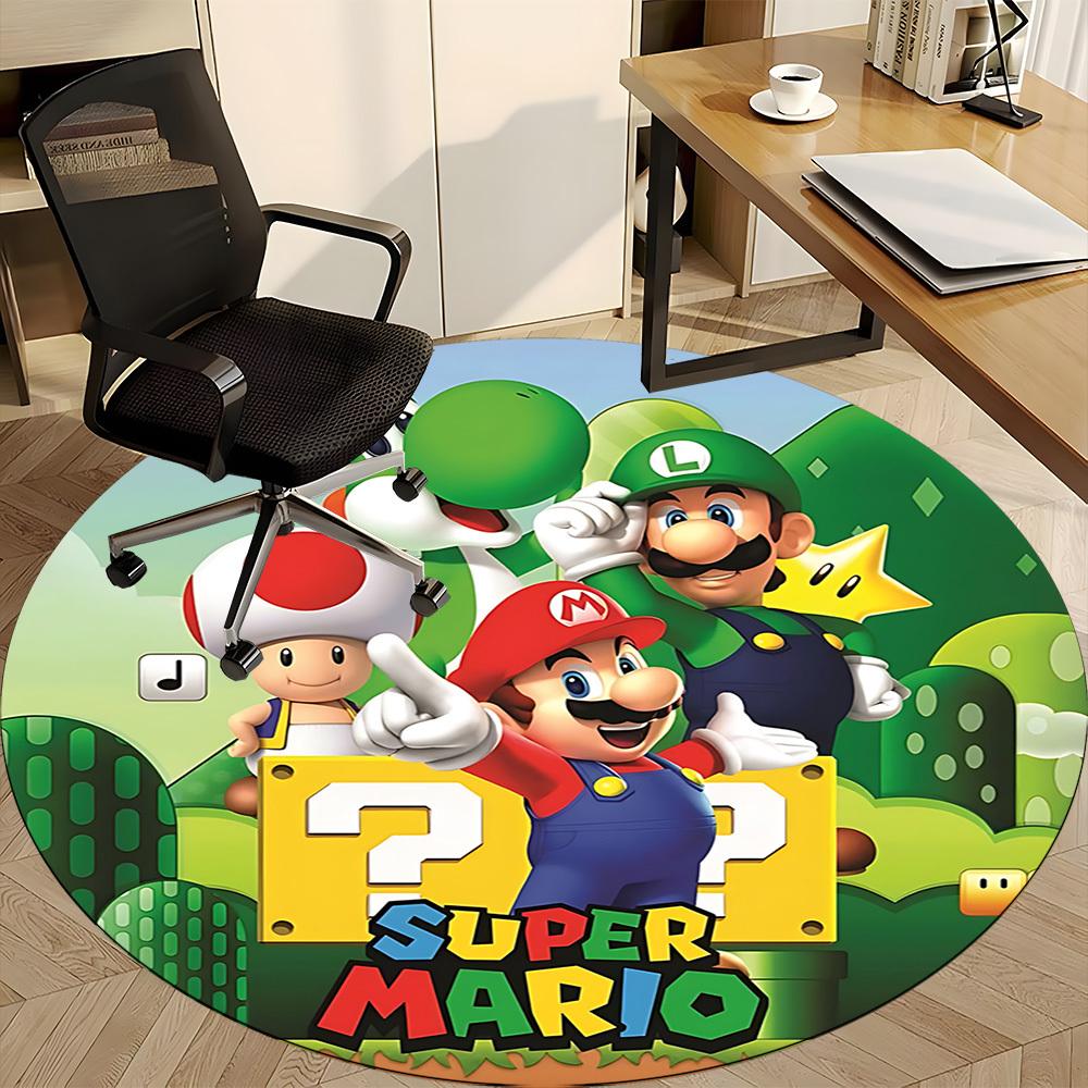 1PC Super Mario Office Round Rug, Non-slip, Soft and Durable Office Rug for Interior Decoration, Perfect for Office, Beautiful Decoration