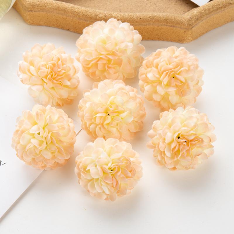 50Pcs Artificial Hydrangea Flowers for Wedding Garden Home Decor Christmas Party Diy Candy Box Scrapbook Pink Ball Chrysanthemum