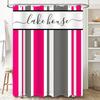 Lake House Shower Curtain Modern Striped Design with Fresh Color Scheme for Bathroom Decorations Pink Gray White Yellow Black Cu