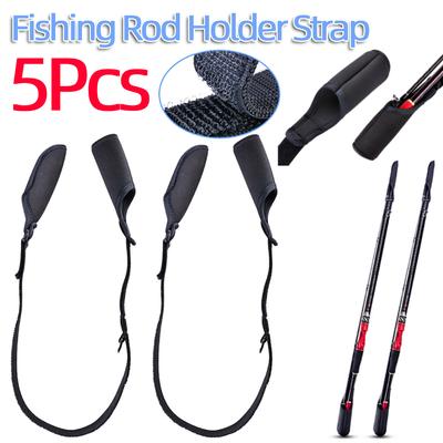 5Pcs Fishing Rod Tie Pole Tip Cover Strap Fastener Sleeves Fishing Rod Strapping Wrap Pole Protector Case Fishing Accessories