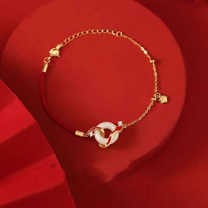 Women s Red Rope Ruyi Snake Bracelet - Zodiac Year of the Snake Gift