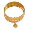 Damenarmband mit Porträt-Münzanhänger, Mehrschichtiger Umrandungs-Stapel-Effekt-Armreif, Galvanisch beschichtetes elastisches Armband
