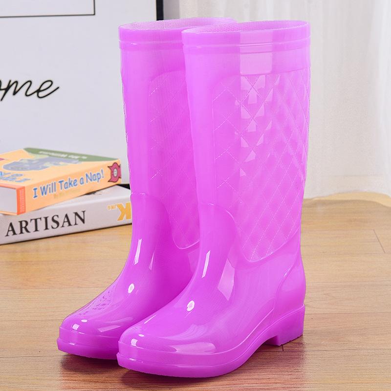 Jelly water boots tall waterproof shoes crystal rubber shoes non-slip cover shoes women's summer fashion rain shoes rain boots transparent thickened