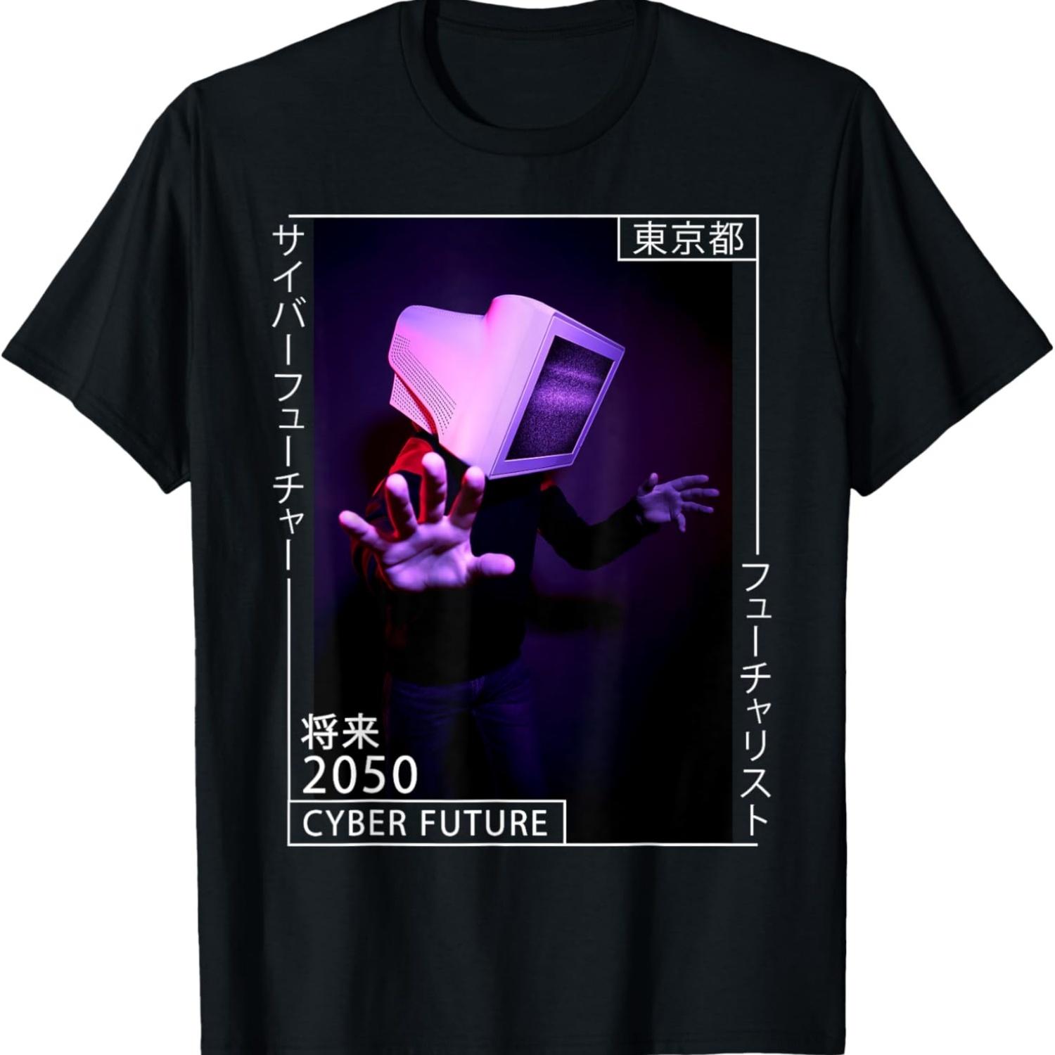 Japanese Aesthetic Cyberpunk Cyborg - 80s Futurism T-Shirt S