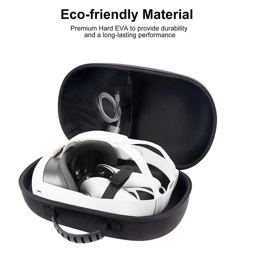 Carrying Case Bag with Lens Cover Shockproof Portable Storage Bag Anti-Scratch Mesh Pocket Bag for Meta Quest 3 VR Headset