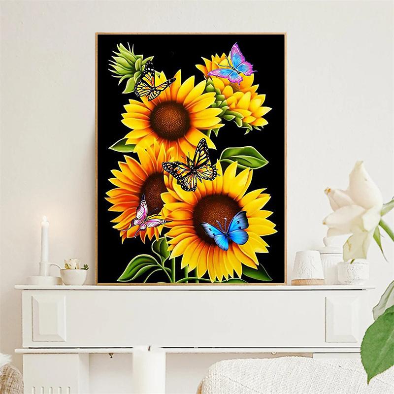 DIY Diamantové malování Krásné květiny Křížkový steh Sada Mozaikové umění Diamantové malování Plný kruh Diamant Domácí dekorace