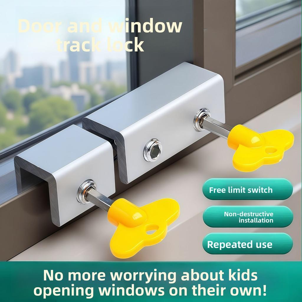 Window Locks for Vertical and Horizontal Windows No-Drill Install Adjustable Aluminum Window Stoppers
