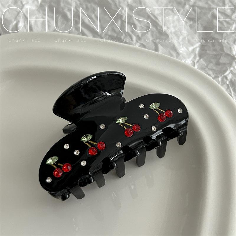 

Заколка для волос Emijay с вишневыми стразами - Милый милый ацетатный аксессуар для волос чёрный