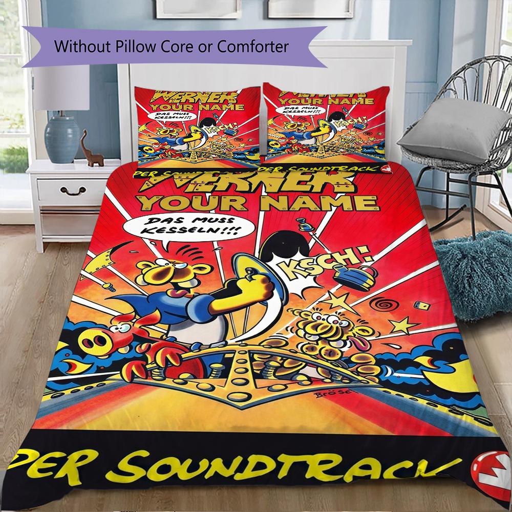 Custom Name Werner Comic 5 Bedding,Quilt Set Quilt Cover Pillowcase Home Birthday Gift(1 * Duvet Cover + 2 * Pillowcase, Without Core)_xia