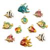 9 Styles Stainless Steel 18K Gold Colorful Enamel Ocean Series Fish Pendant DIY Necklace Bracelet Charms