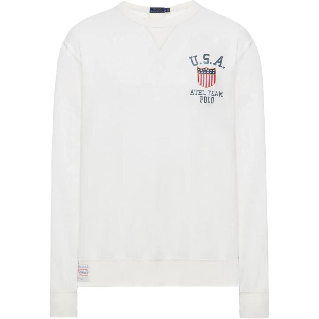 Polo Ralph Lauren Logo Embroidered Crew Neck Long Sleeve Fleece Sweatshirt Men sweatshirt 710746572-001