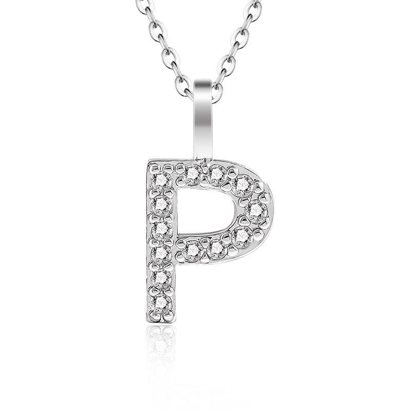 925 Silver Gold Small 26 Letters A- Z Zircon CZ Pendant Monogram Necklace Me Initial Alphabet M A Jewelry