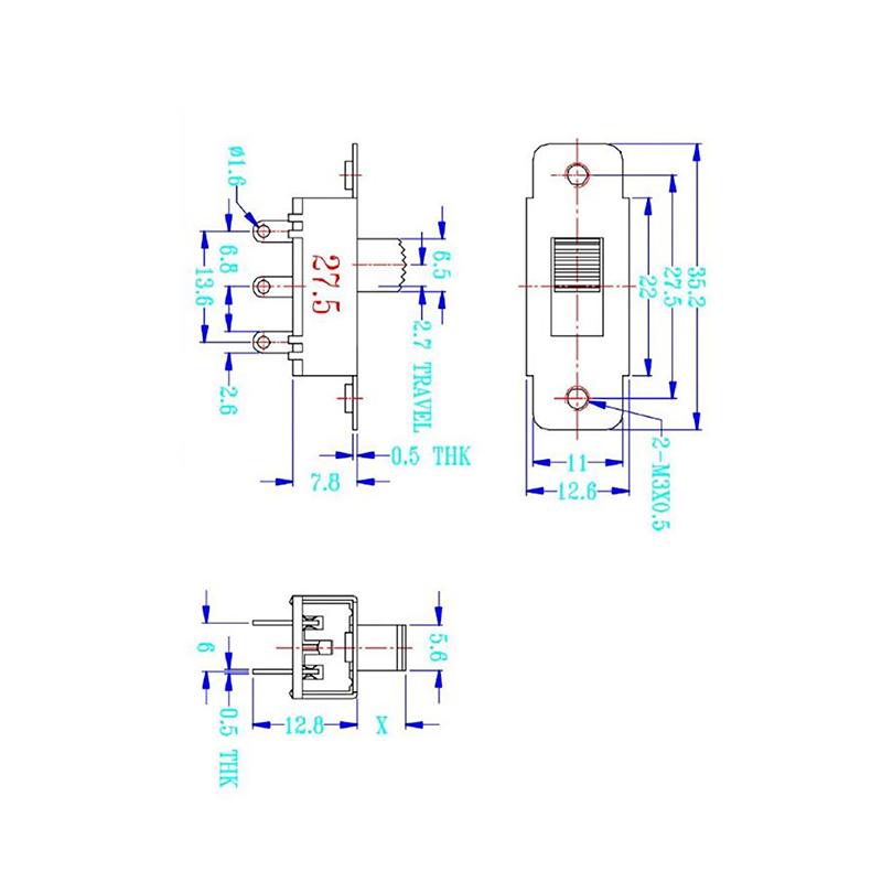 

10Pcs 6P SS23F19 Solder Pin 2 Position Slide Switch High Current Car Refrigerator Vacuum Cleaner Electric Vehicle Switch