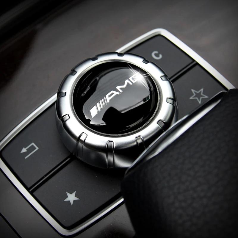 apsczt1 1 PCS Car Central control multimedia knob cover sticker Car Accessories For Mercedes Benz AMG GLC GLE E CLA GLA W205 W211 W213