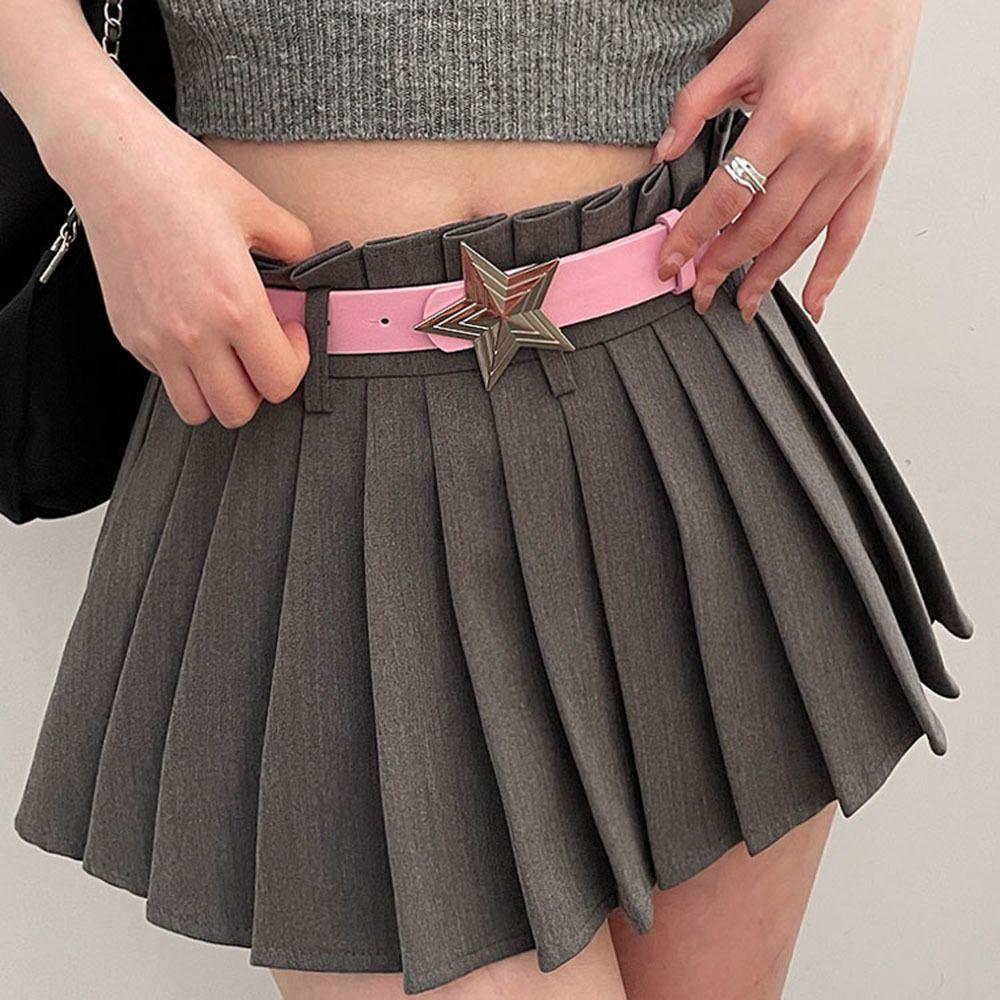 Taillengürtel Verstellbarer Bund Pentagramm Stern Gürtel Stern Schnalle Gürtel PU Ledergürtel Taillengürtel