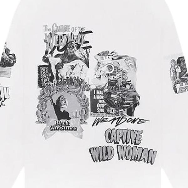 WE11DONE Ss23 Logo Letter Collage Pattern Crewneck Sweatshirt Unisex Sweatshirt White WD-TT1-23-991-U-WH