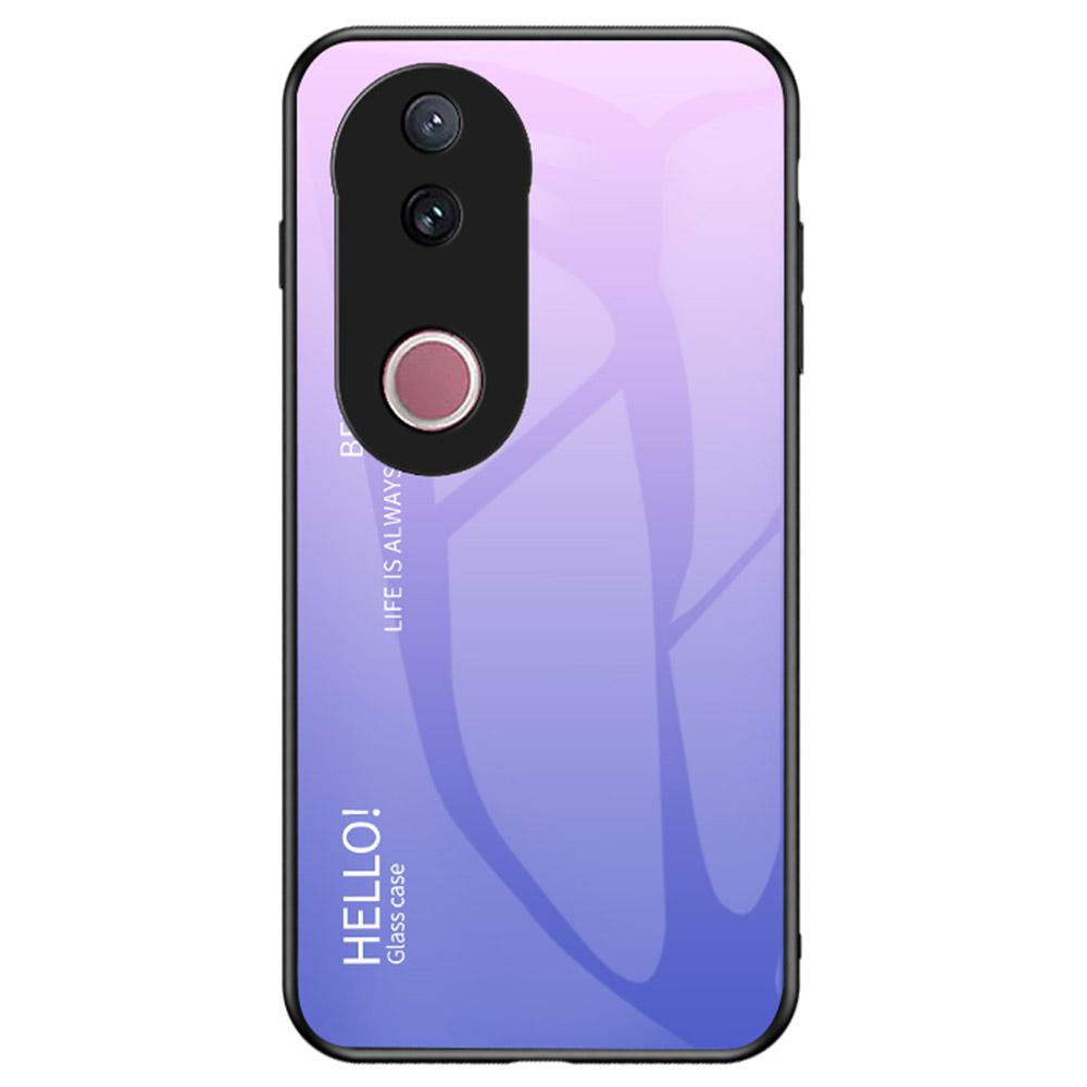 

Чехол для vivo V50 5G Защита от царапин Закаленное стекло+ПК+ТПУ Чехол для телефона Gradient Pink Purple