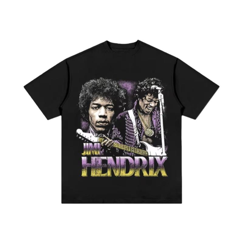 

Jimi Hendrix Guitar Legend T-Shirt Premium Cotton Short Sleeve Loose Crew Neck Y2K Retro Rock Streetwear for Unisex & Women XL