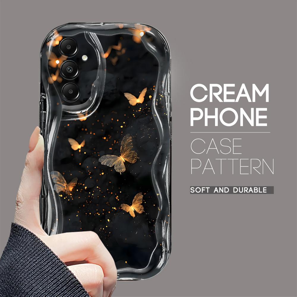 

Милый мультяшный узор, кремовая текстура, мягкий силиконовый чехол с волнистыми краями, чехол для телефона Samsung Motorola Moto G54 чёрный