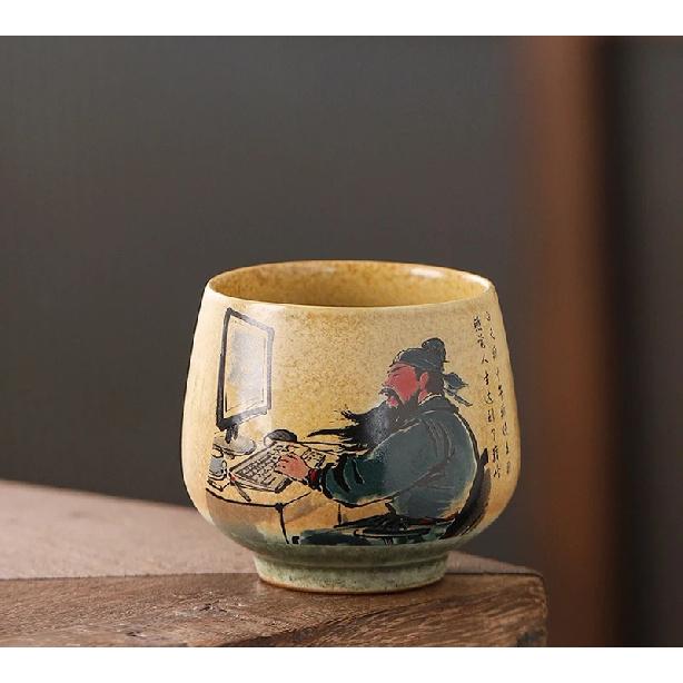 Kiln change master cup tea cup merchandise Wusheng Guan Yu meditation cup household coarse pottery single cup tea cup  200ml