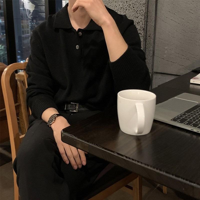 

Men s Sweater Polo Neck Sweater Light Knitted Long Sleeve Pullover Casual Solid Color Streetwear Leisure Knitwear XXXL