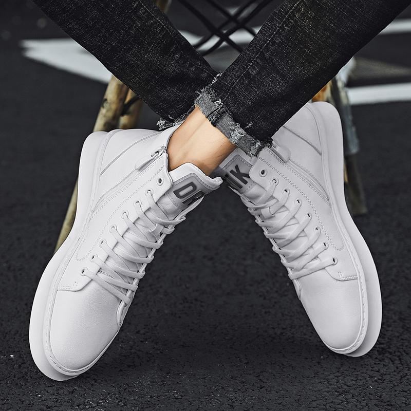Fashion Men Casual Leather Flat Designer Shoes Waterproof Lace Up Chunck Ankle Boot Outdoor Walking Boot Antiskid Casual Work Daily Shoe