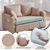 Multifunctional Fabric Sofa, Pull-Out Folding Sofa, with Storage Pockets on the Armrests, with USB Charging Function and Cup Holders (khaki, Chenille)
