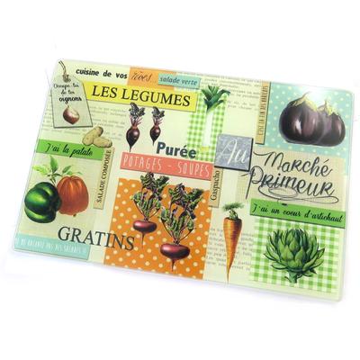 [N5692] - Cutting Board / Trivet 'At the Market Primeur' Fruits and Vegetables (30x20 Cm)