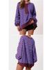 Color Block Long Sleeve Striped Button-Up Casual Sweater for Women - Autumn/Winter
