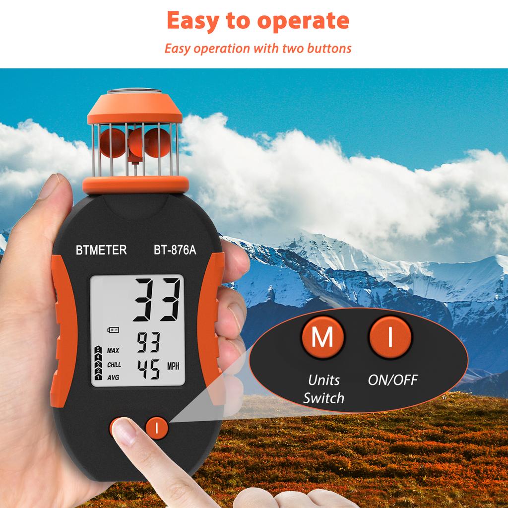Latest Styles Portable Handhold Cup Anemometer, Wind Speed Meter Measurement Range 0.5-50m/s, With Data Hold, For Mountaineering