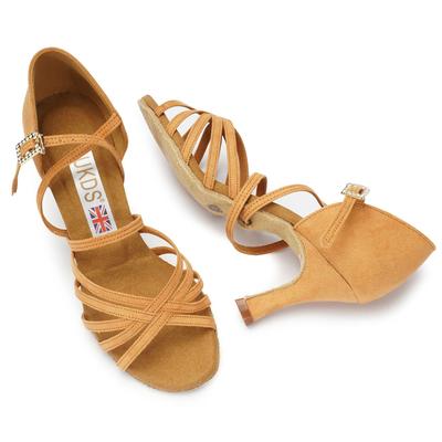 UKDS 8050 Ladies' Latin Dance Shoes, Medium High Heel, Professional Competition & Training
