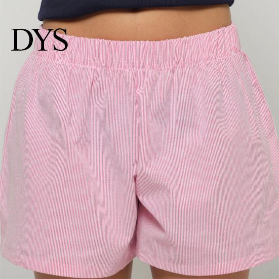Lady Loose Shorts Women Summer Striped Print High Elastic Waist Retro Above Knee Length Casual Sport Homewear Short Pants High-Waisted