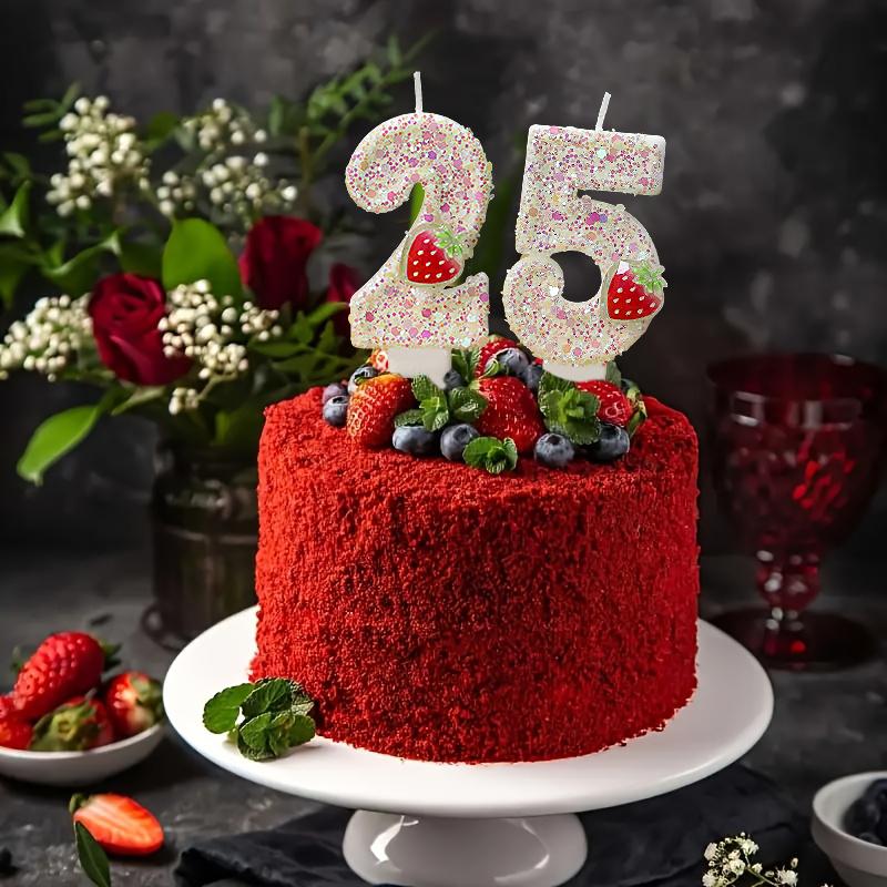 1PC Fluorescent Yellow Strawberry Number Candles 0-9 Age 0-9 Cake Toppers 7.5x4cm