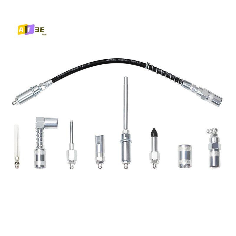 A03E-Tool Grease Tip Small Grease Kit 9-Piece Grease Coupler Kit Quick Connect Grease Fittings Complete Lube Accessories
