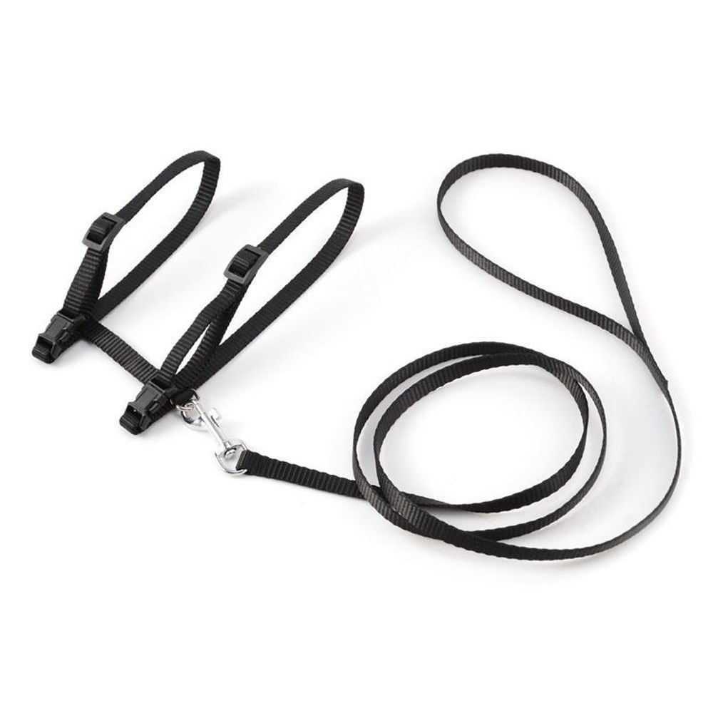 

Поводок для питомца Нейлоновая шлейка для щенков и кошек Регулируемый жилет Джинсовый поводок Ошейник Ремешок Веревка для одежды чёрный