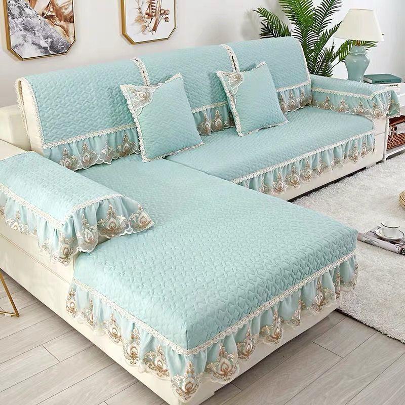 

Нескользящий защитный чехол для дивана, четырехсезонный универсальный эластичный угловой диван, подушка для дивана, диван-полотенце, 1/2/3/4-местный для гостиной 60*70 зелёный