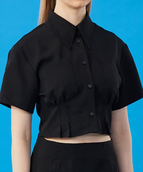 KOLEAT Women Cooling Refrigerator Crop Slim Short Sleeve Shirt [Black] Crop Top Short Sleeve Tee